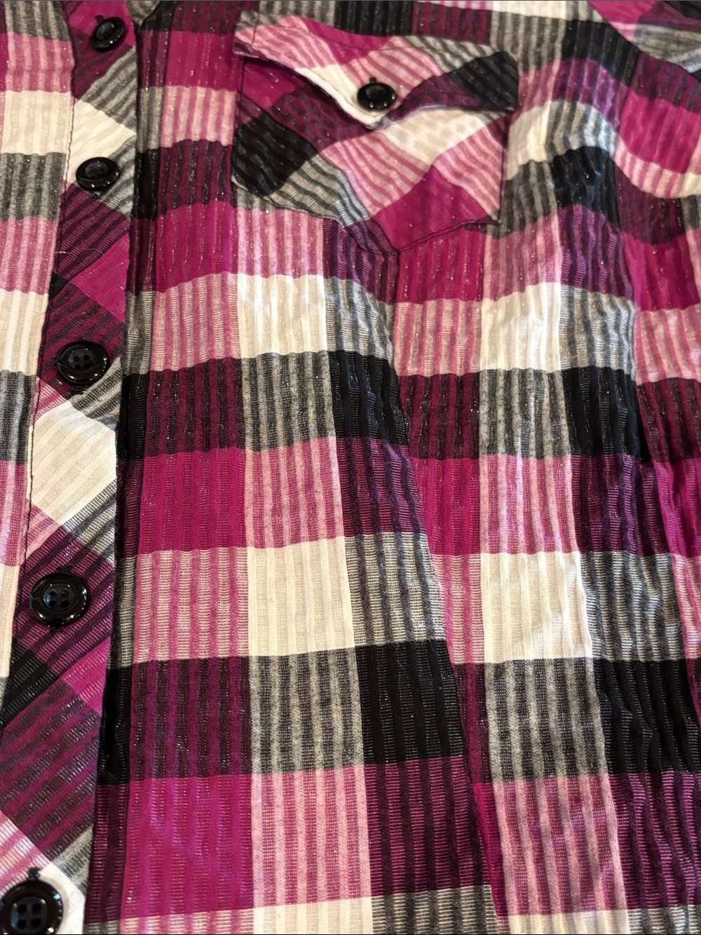 Cato Magenta, Black & White Plaid Button-Up Shirt size 22/24W - Picture 12 of 13